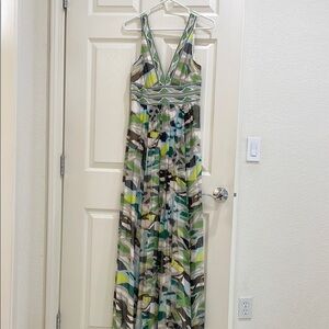 Green and Blue Halter Maxi Sundress for Resort Wear